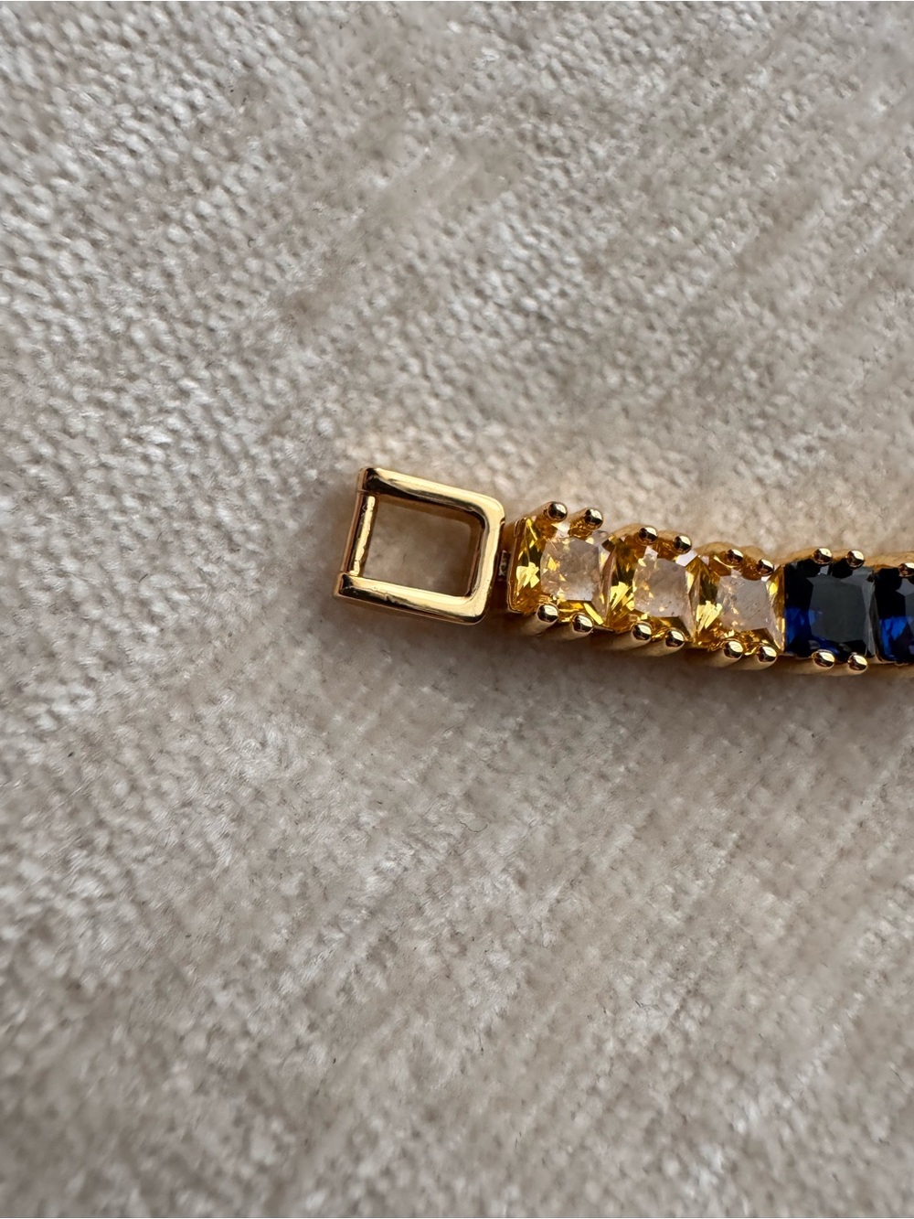 Gold Toned Rainbow Tennis Bracelet - Multicolor Crystals - Picture 4 of 5